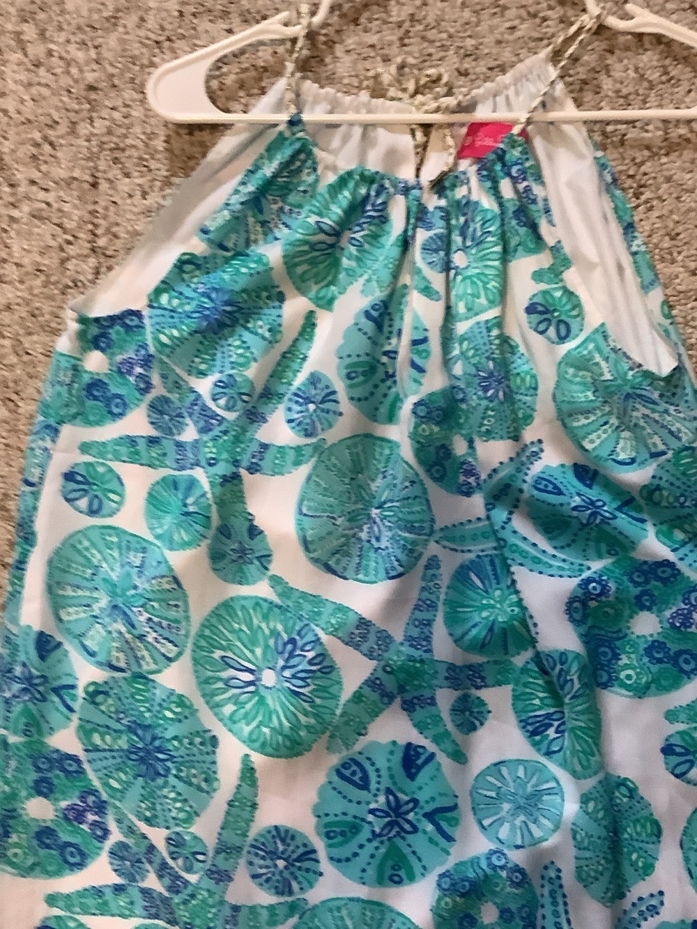 Lilly Pulitzer White Dress with Teal &‎ Turquoise Accents, sleeveless